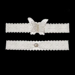 Elegant Off White Lace Butterfly Garter